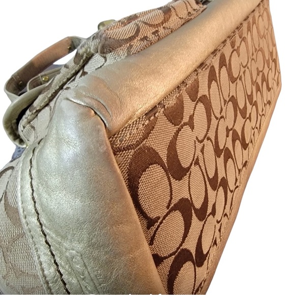 Vintage Coach Legacy Signature C Brown Canvas Top Zip Satchel Bag - Picture 9 of 12